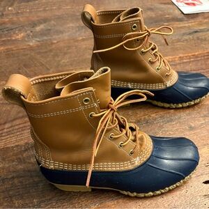 L.L. Bean Women’s Brown and Navy Duck Boots